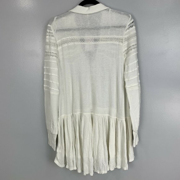 Free People Set to Stun Tunic Top in White Long Sl - Picture 3 of 9